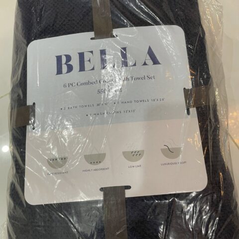 Bella 6 PC Towel Set – 2 Bath Towels, 2 Hand Towels, 2 Wash Cloths – 100% Combed Cotton 550 GSM, Ultra Soft, Absorbent, Popcorn Weave – Hotel Quality – Variety of Colors  Any Color