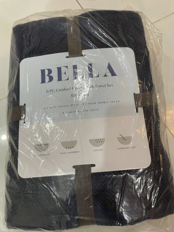 Bella 6 PC Towel Set – 2 Bath Towels, 2 Hand Towels, 2 Wash Cloths – 100% Combed Cotton 550 GSM, Ultra Soft, Absorbent, Popcorn Weave – Hotel Quality – Variety of Colors Any Color