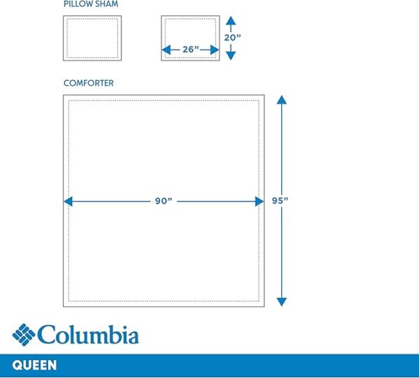 Columbia Cooling Soft Comfort 3 Piece Bedding Set | Value Bundle Includes 1 Comforter & 2 Standard Pillow Shams | Temperature Regulating | Omni-Wick, Moisture Wicking Technology | Full/Queen - Grey