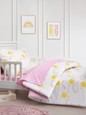 Rainbows and Sunshine Cotton 4 Piece Comforter Set, Multicolor, 57" x 42