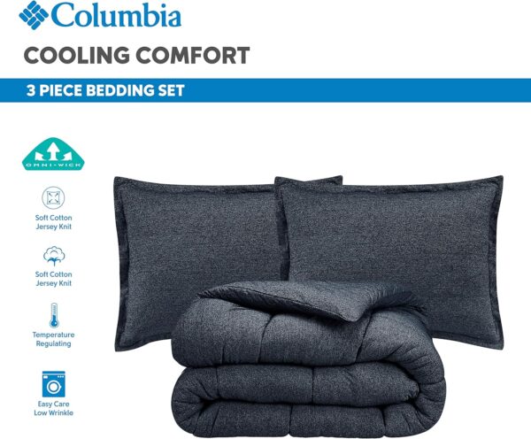 Columbia Cooling Soft Comfort 3 Piece Bedding Set | Value Bundle Includes 1 Comforter & 2 Standard Pillow Shams | Temperature Regulating | Omni-Wick, Moisture Wicking Technology | Full/Queen - Grey