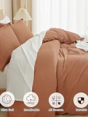 Waffle Duvet Cover - By Gul Ahmed Idea's  ''King Size'' Light brown or Beige color